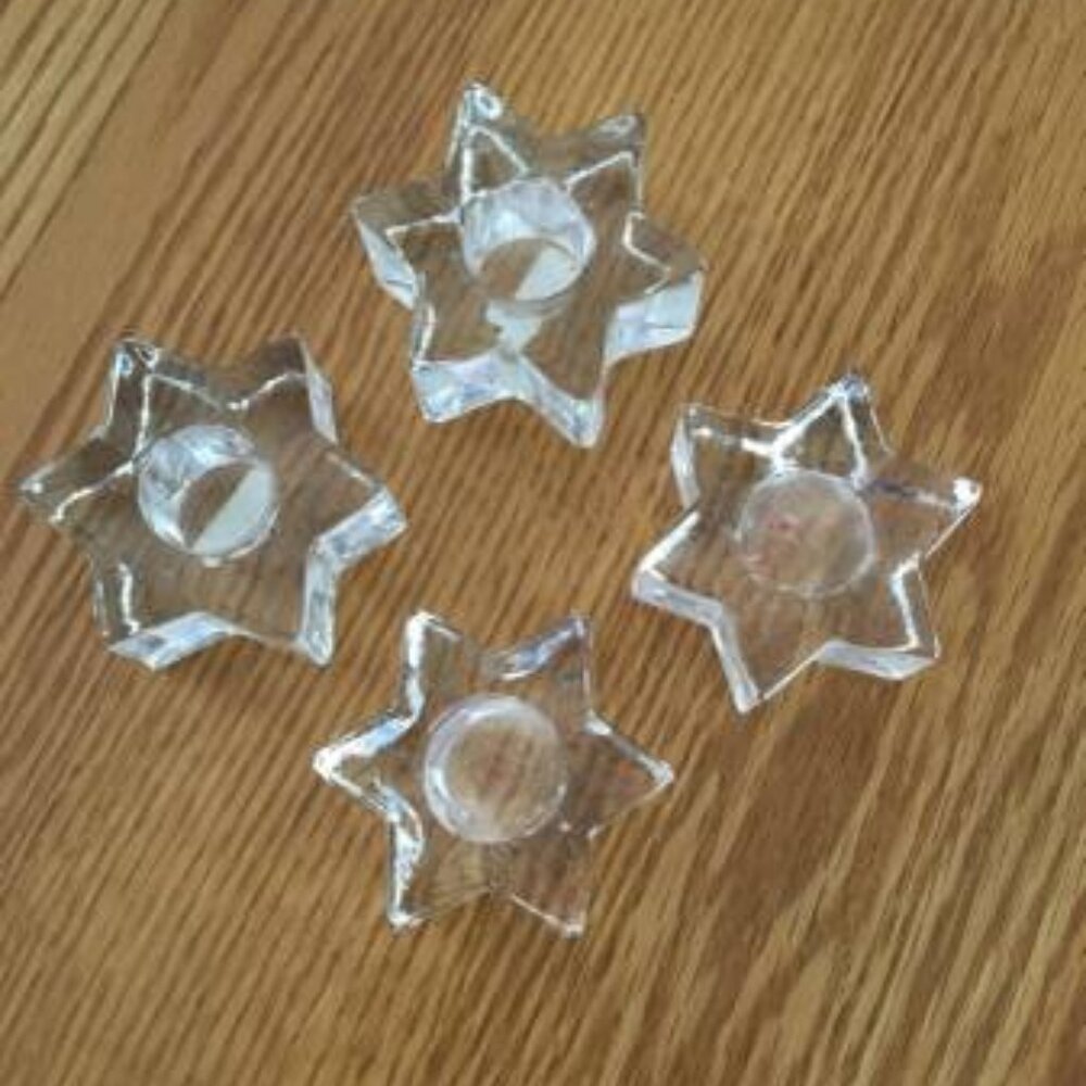 Biedermann Glass 6-Point Star Candle Holder, Clear